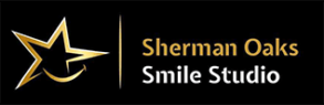 logo and name of sherman oaks smile studio with dark background